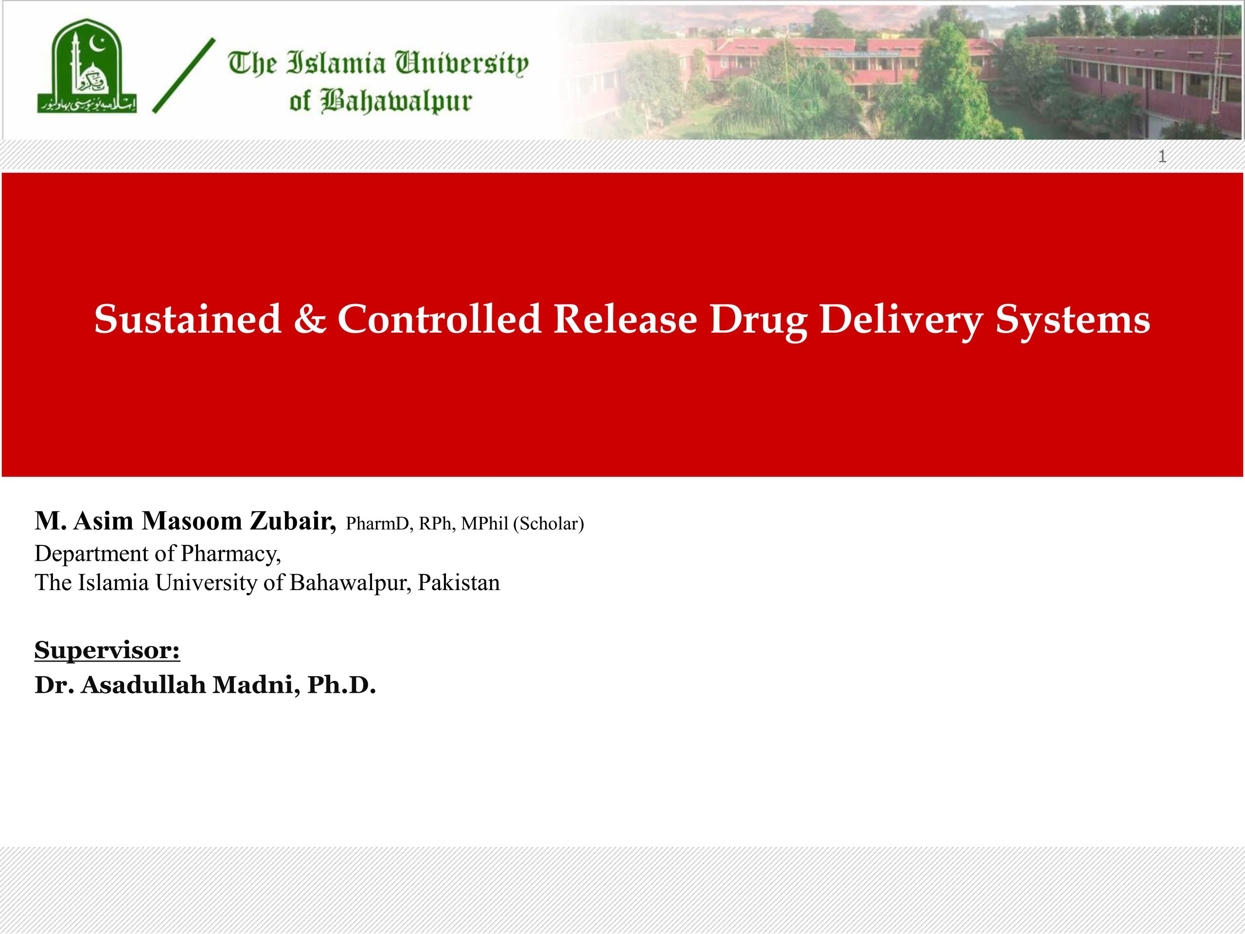 Sustained & Controlled Release Drug Delivery Systems – Presentation